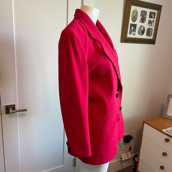 Jean Claude Poitras Bof! Designer Vtg Double Breasted Wool Blend Blazer Red Sz 8 - Picture 5 of 13